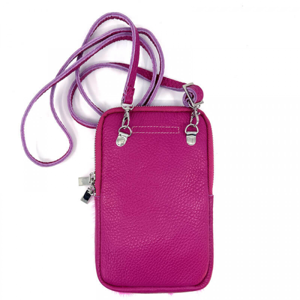 Bonnie Mini Felltasche pink, Leder Rückseite